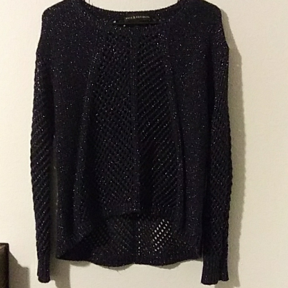 Open knit chain sleeve sweater